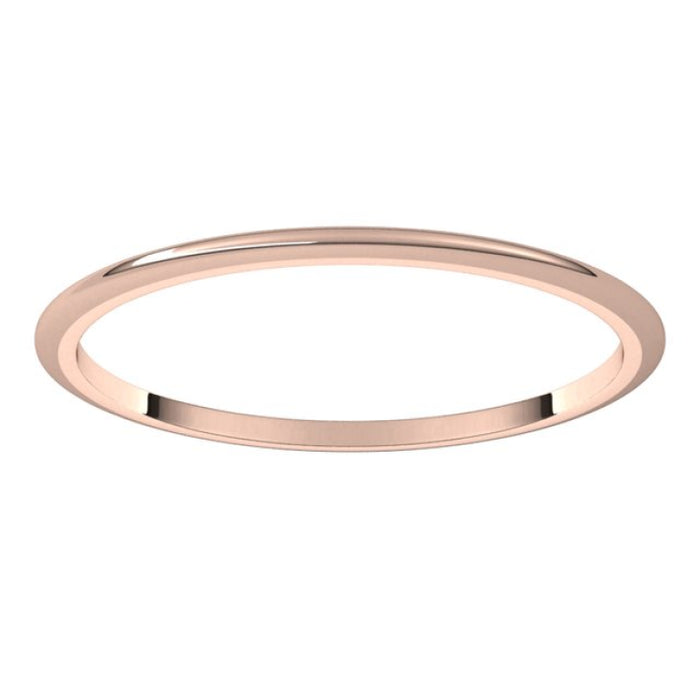 10K Rose Gold 1 mm Half Round Band Size 5.5