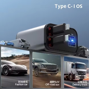 120W USB-C Retractable Car Charger – 4-in-1 Fast Charging