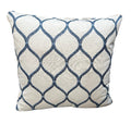 18 x 18 Blue and White Lattice Embroidered Throw Pillow
