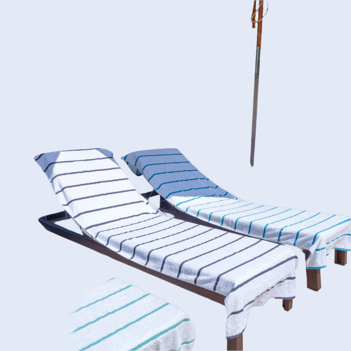 2 Pack of Chaise Lounge Chair Towels, 30 x 85, Fitted Pocket