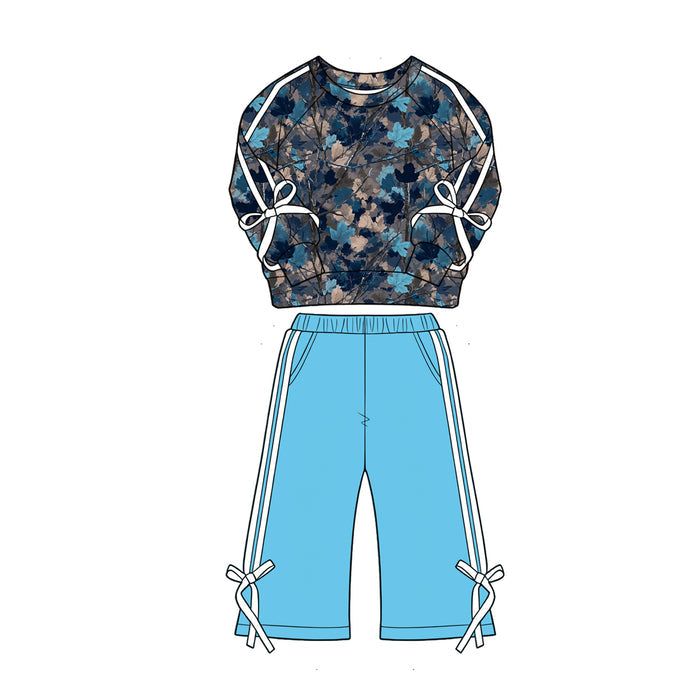 4.30 GLP3360 Branch Camo Bows Top Blue Pants Girls Clothes Set Preorder