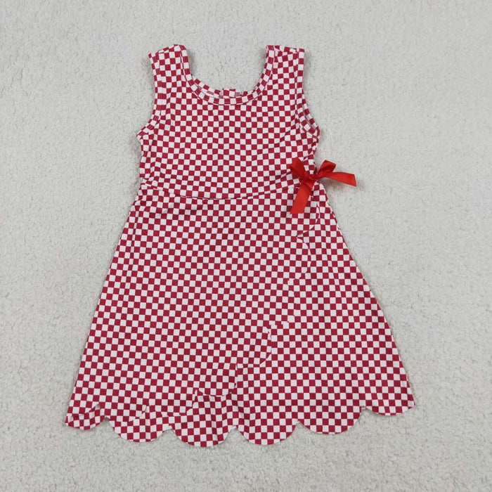6 Colors Plaid Print Baby Girls Zipper Sleeveless Scallop Shorts Yoga Dress Sisters Wear