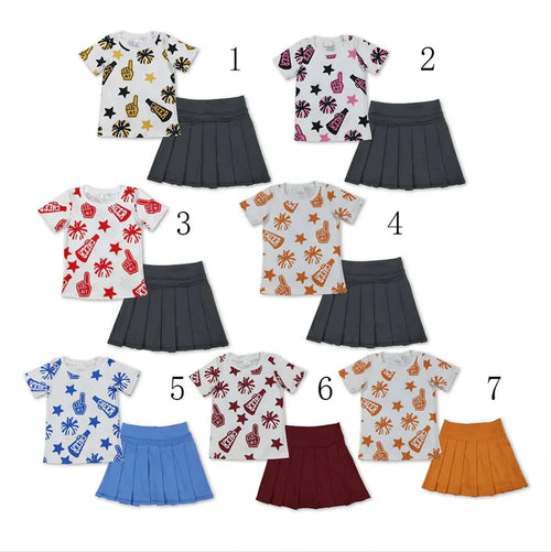 7 Colors Teams Cheer Stars Top Yoga Skort Girls Summer Active Clothes Set Sisters Styles