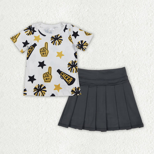 7 Colors Teams Cheer Stars Top Yoga Skort Girls Summer Active Clothes Set Sisters Styles