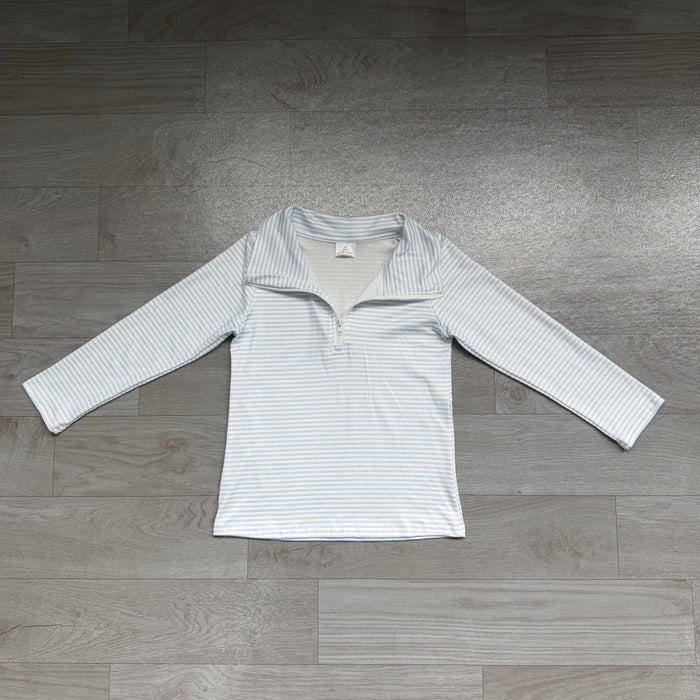 7.6 BT1878 Preorder Kids Boys Blue Long Sleeve Zipper Pullover Top