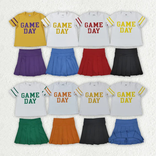 8 Colors Teams Game Day Top Skort Girls Summer Active Clothes Set Sisters Yoga Styles