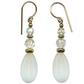 Frosted white earrings with gold trim from Owen Glass Collection, showcasing a sleek and elegant jewelry design.