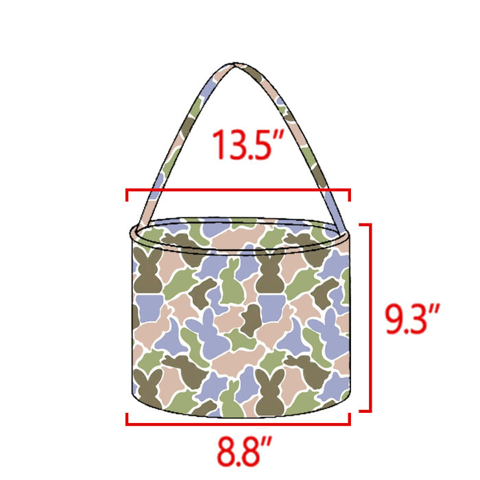 8.28 BA0437 Preorder Bunny Green Camo Print Kids Easter Bucket Bag