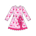 8.28 GLD1783 Preorder Santa Candy Cane Pink Print Girls Christmas Yoga Dress