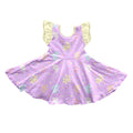 8.28 GSD4308 Preorder Bunny Small Flowers Print Girls Easter Knee Length Dress