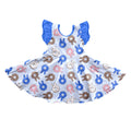 8.28 GSD4309 Preorder Donut Blue Print Girls Easter Knee Length Dress