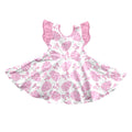 8.28 GSD4310 Preorder Eggs Bows Pink Print Girls Easter Knee Length Dress