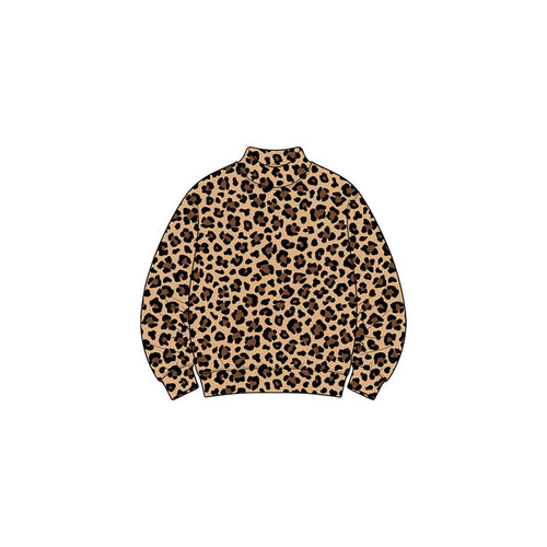8.31 Preorder GT1904 Baby Girls   Leopard Long Sleeve Mock Neck Top