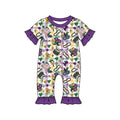 9.10  SR4314 Preorder  Mardi Gras Carnival Print Short Sleeve Romper