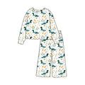 9.15 GLP3886 Duck Flowers Print Pockets Girls Scallop Clothes Set