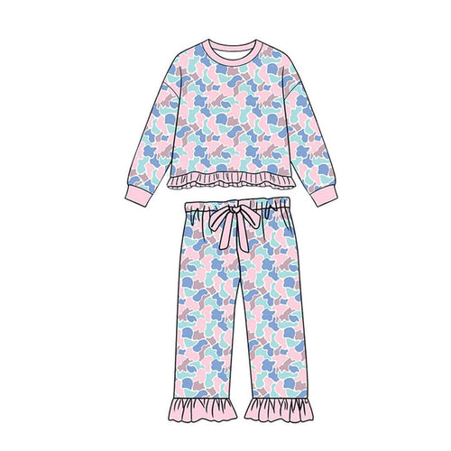 9.15 GLP3888 Preorder Pink Blue Camo Print Girls Clothes Set