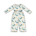 9.15 LR3347 Preorder Duck Flowers Print Pockets Girls Straight Jumpsuits