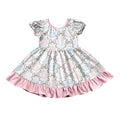 9.4 GSD4320 Preorder Eggs Bows Print Girls Easter Knee Length Dress