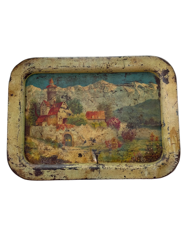 Decorative Metal Tray, Mountain Village