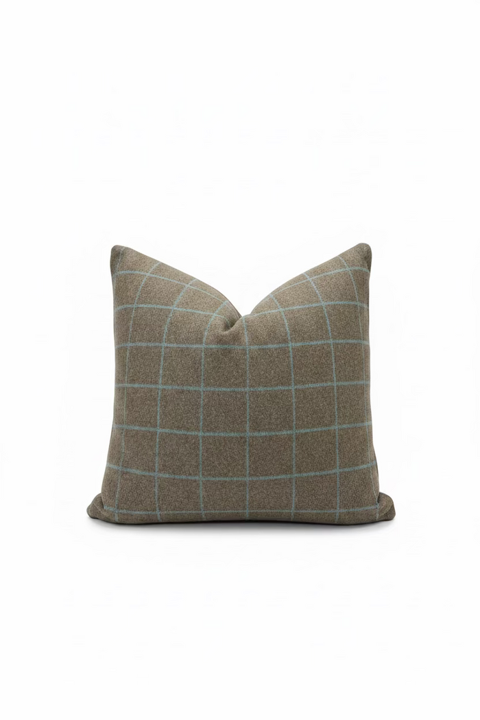 Charcoal and Blue Plaid Pillow