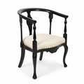 Vintage White Nailhead & Black Lacquer Horseshoe Chair