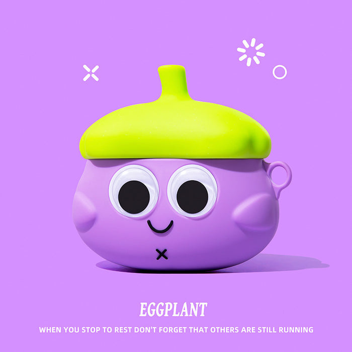 [Cute eggplant] send Hook★Liquid silica gel★No falling cover / Apple Airpods 3/3 generation