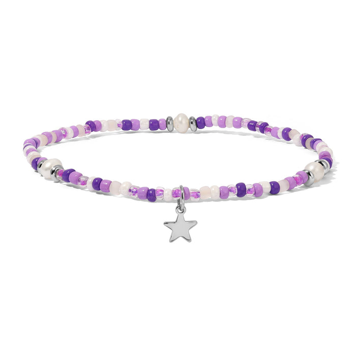 Ankle Bracelet - Orchid Seed Bead and Pearls