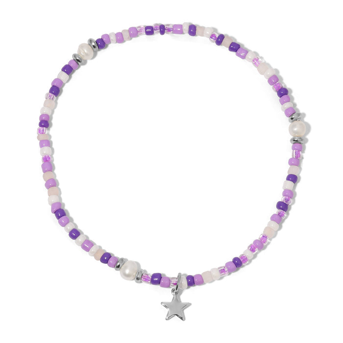 Ankle Bracelet - Orchid Seed Bead and Pearls