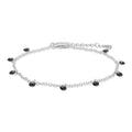 Ankle Bracelet - Silver chain and black crystals