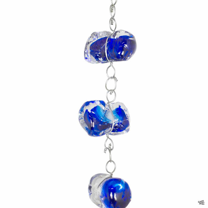Rain Chain Art Glass Blue