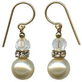 Elegant 17-inch pearl crystal drop earrings by Owen Glass Collection featuring antique Czech glass and rhinestone accents.