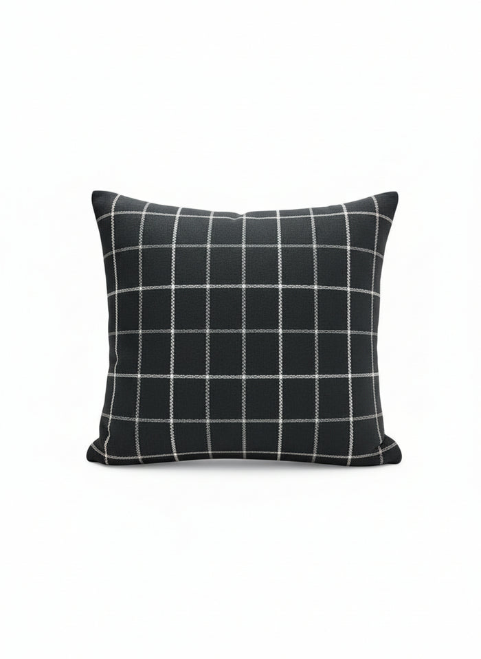 Black Plaid and Orange Pillow