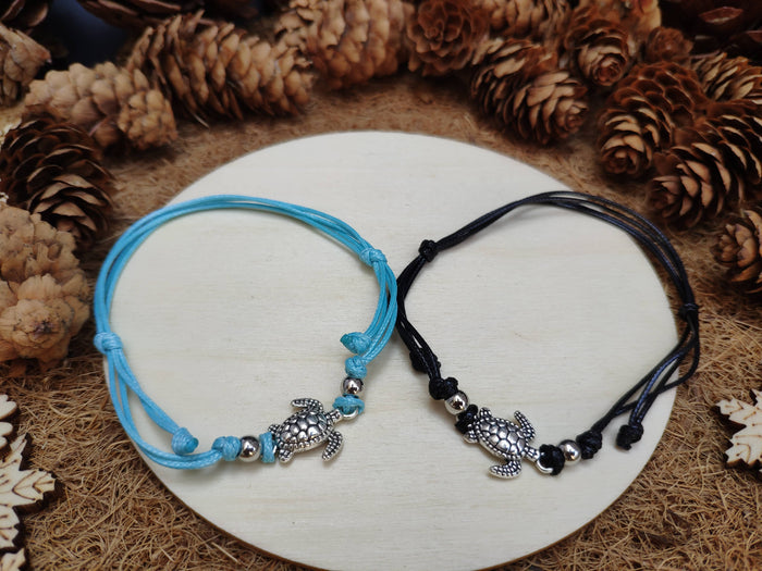 Black Turtle Anklet - Turquoise Turtle Ankle Bracelet