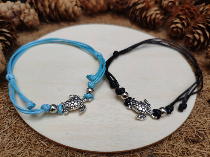Black Turtle Anklet - Turquoise Turtle Ankle Bracelet