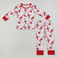 BLP0895 Cartoon Shelf Candy Cane Print Boys Christmas Bamboo Pajamas Clothes Set