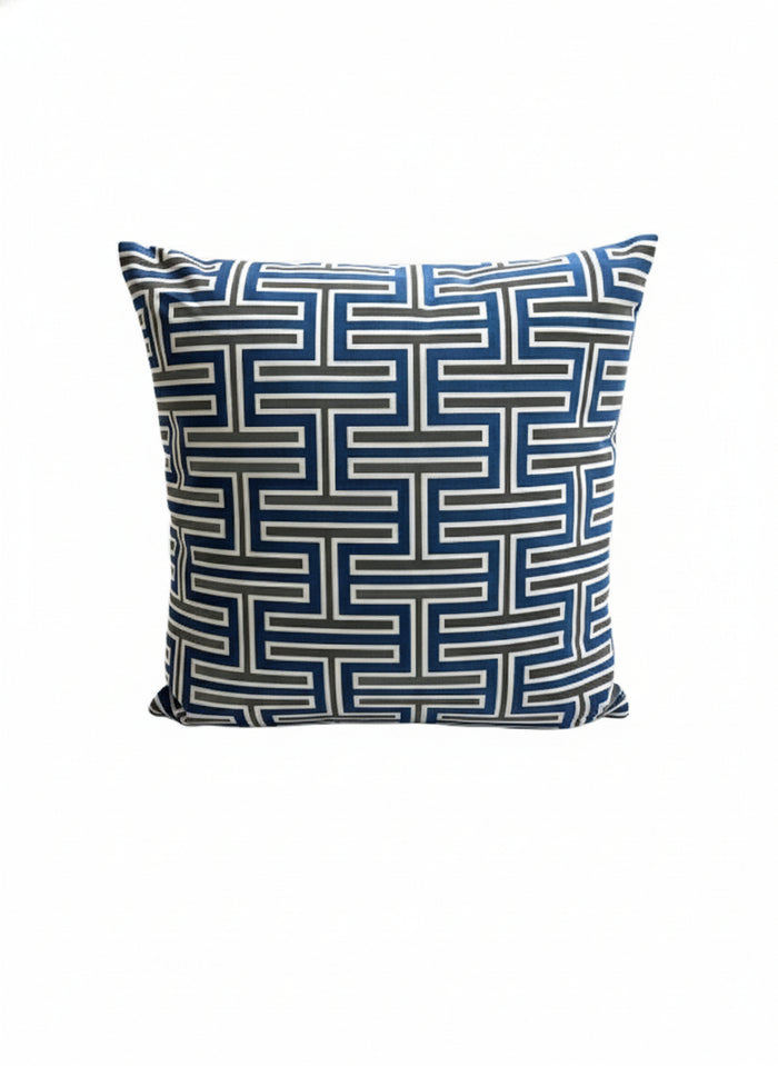 Blue and Grey Greek Key Pillow