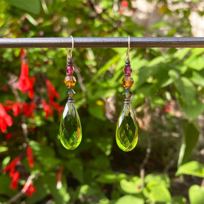 Bright green glass dangle earrings from Owen Glass Collection with sleek, modern design and elegant glass craftsmanship.