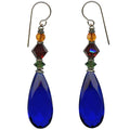 Owen Glass Collection Cabaret 8-inch cobalt glass and crystal dangle earrings with elegant, shimmering design.