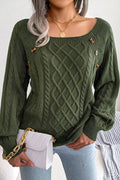 Cable Knit Button Detailed Pullover Sweater
