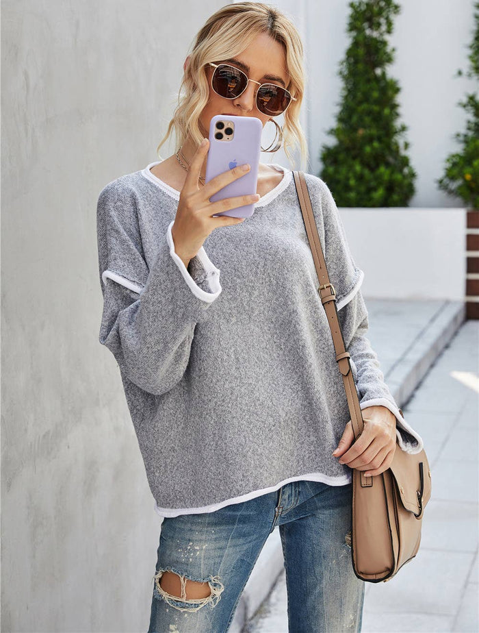 Casual Crew Neck Pullover Long Sleeve Sweater
