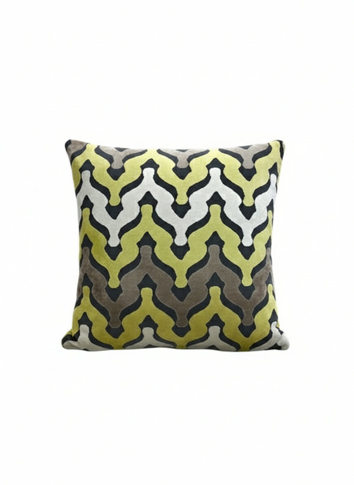 Chartreuse  and Grey Chevron Pillow