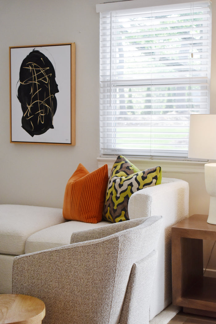 Chartreuse  and Grey Chevron Pillow