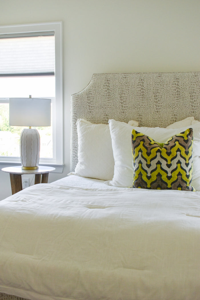 Chartreuse  and Grey Chevron Pillow