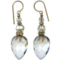Owen Glass Collection Cruise 16-inch clear crystal and gold dangle earrings with elegant design and sparkling stones.