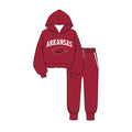 (Custom Design Preorder MOQ 5 ) Boys Arkansas Maroon Hoodie Top with Jogger Sport Team Outfit
