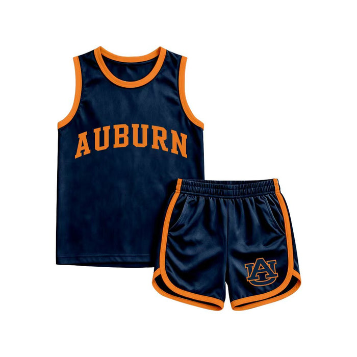 (Custom Design Preorder MOQ 5 ) Boys Auburn Tank Top with Shorts Sport Outfit