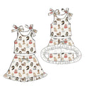 (Custom Design Preorder MOQ 5) Cartoon Princess Strap Top Skirts Shorts Girls Summer Set