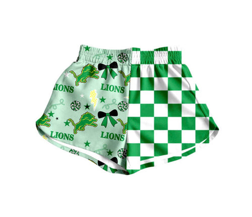 (Custom Design Preorder MOQ 5) Teams Lions Bows Plaid Print Girls & Women Sports Bottom Shorts