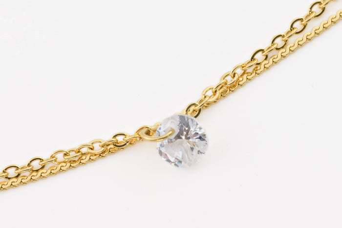 Dainty CZ Anklet - 18k Gold Diamond Ankle Bracelet