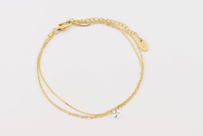 Dainty CZ Anklet - 18k Gold Diamond Ankle Bracelet